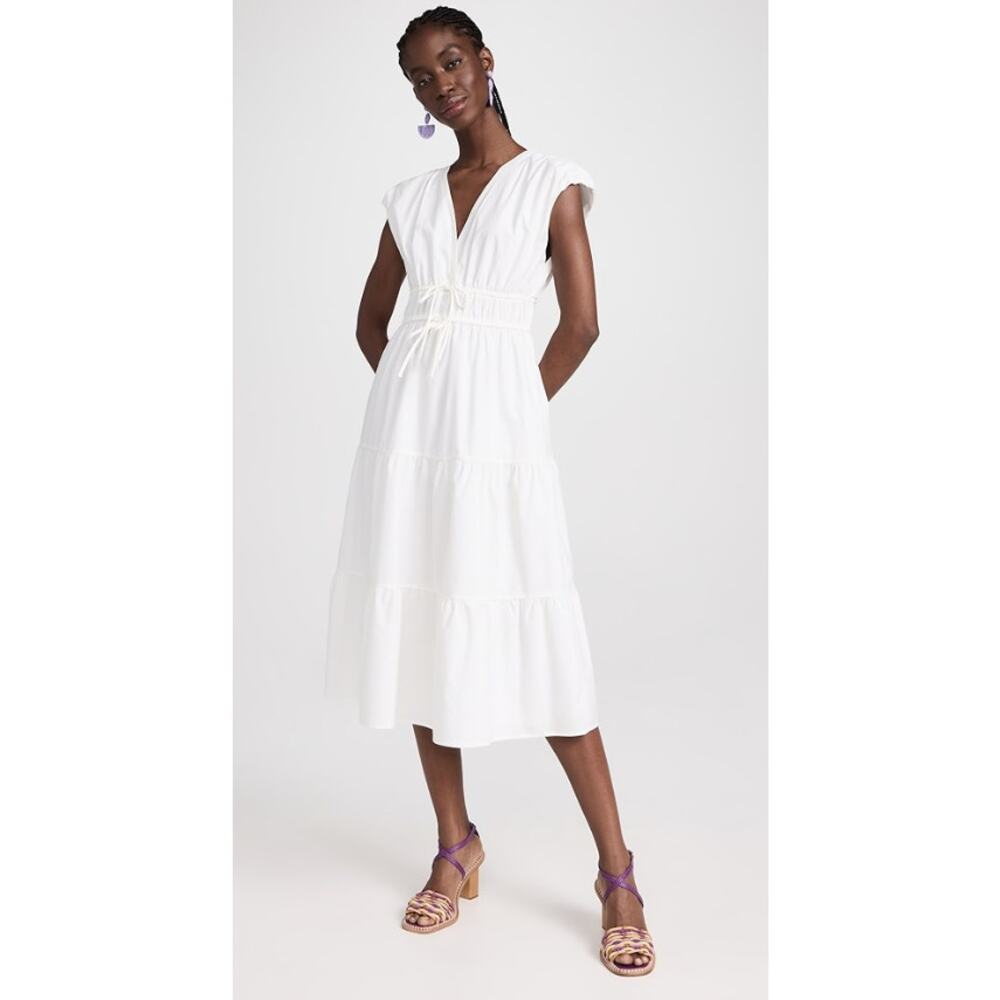 Rails White Tiered Midi Dress